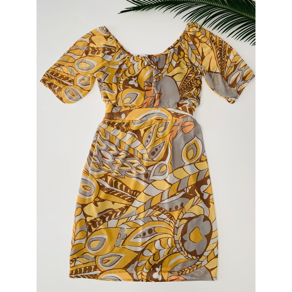 Judith March | toffee grey print peasant dress